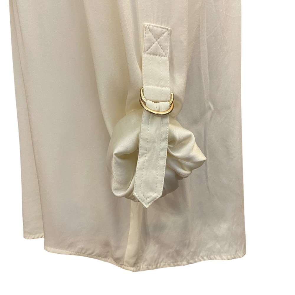 Cache Cream Mock Neck Half Button Up Blouse Size … - image 8